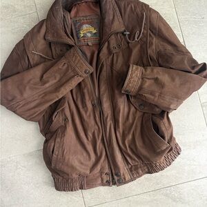 Vintage Wilson’s Brown Leather Bomber Jacket Adventure Bound 90’s